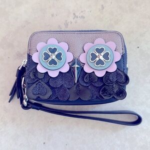 NWOT! Kate Spade Zibbi Owl Applique Leather Sm Camera Wristlet Nightcap Navy